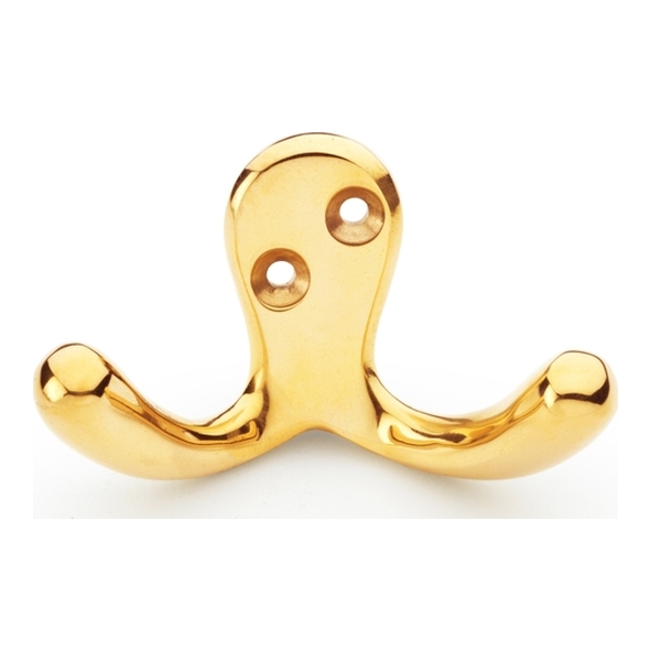 AW773PBU • Unlacquered Brass • Alexander & Wilks Victorian Double Robe Hook